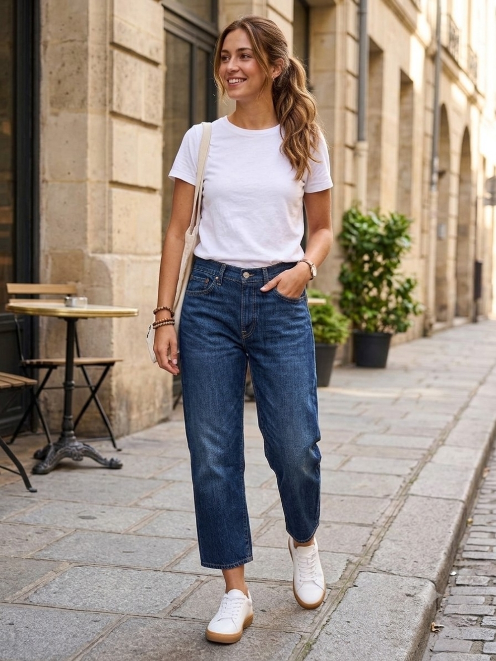 Levi's Cropped Straight-Leg Jeans in Dark Blue